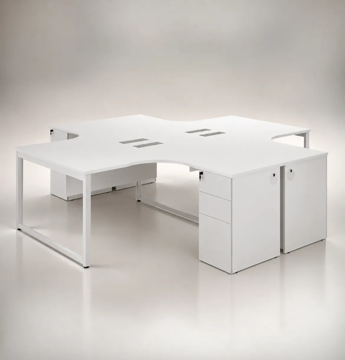Noqi Cluster of 4 Pax L-Shape with Fixed Pedestal (3 Types) Consumer KANO White O-Shaped Leg 8-10 Weeks