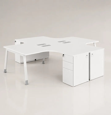 Noqi Cluster of 4 Pax L-Shape with Fixed Pedestal (3 Types) Consumer KANO White A-Shaped Leg 8-10 Weeks