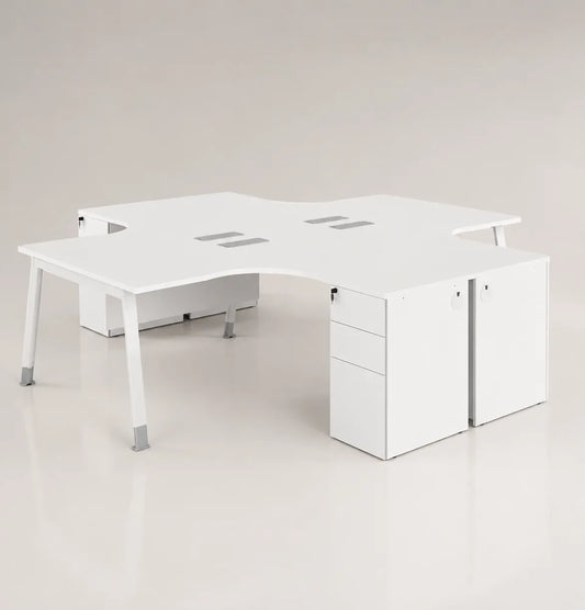 Noqi Cluster of 4 Pax L-Shape with Fixed Pedestal (3 Types) Consumer KANO CF05 White A-Shaped Leg 8-10 Weeks