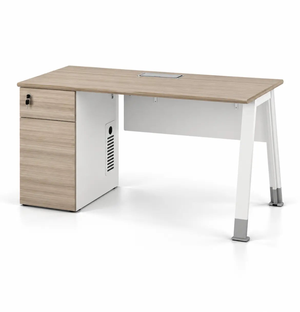 Noqi "A" Desk with Pedestal Consumer KANO CF09 Log Walnut 1400 8-10 Weeks
