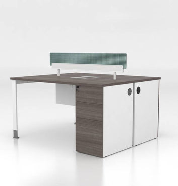 Noqi "U" Cluster for 2 Pax with Fixed Pedestal Consumer KANO CF12 Coffee Walnut 1400 8-10 Weeks