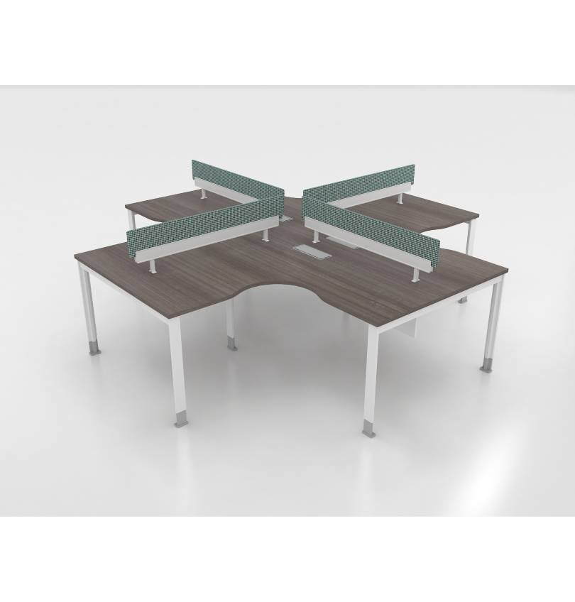 Cluster Desk Shell Noqi Cluster of 4 Pax L-Shape Desks (3 Types)