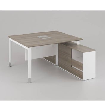 Noqi "U" Cluster for 2 Pax with Credenza Return Consumer KANO CF09 Log Walnut 1400 8-10 Weeks