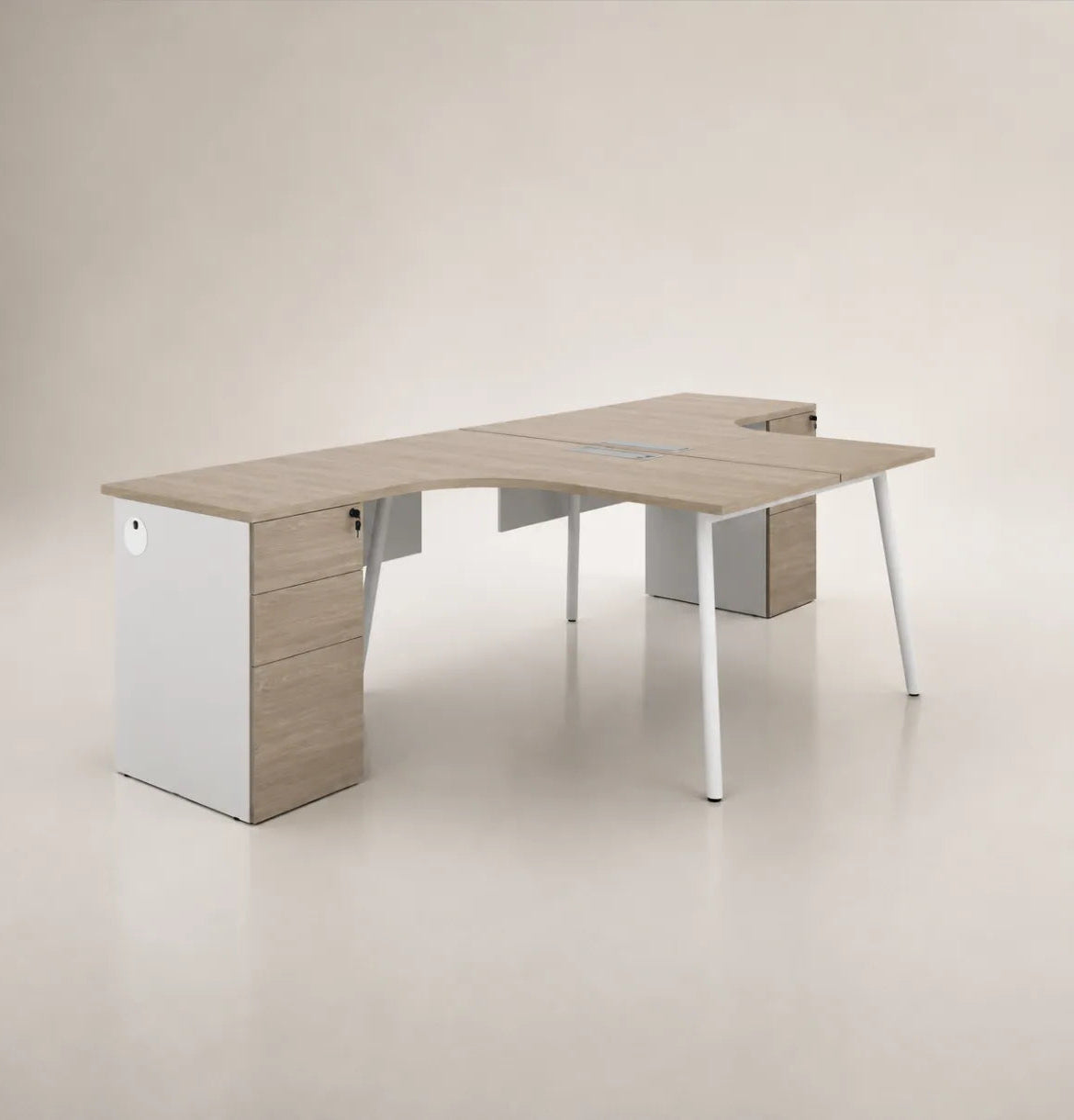 Nora Cluster of 2 L-Shaped Desk with Fixed Pedestal Consumer KANO