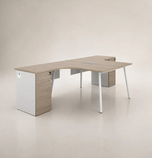 Nora Cluster of 2 L-Shaped Desk with Fixed Pedestal Consumer KANO