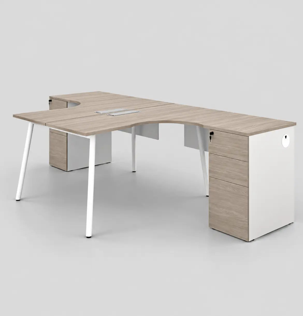Nora Cluster of 2 L-Shaped Desk with Fixed Pedestal Consumer KANO