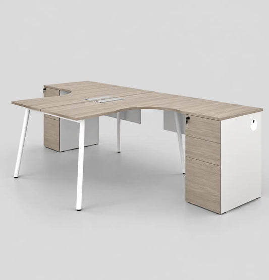 Nora Cluster of 2 L-Shaped Desk with Fixed Pedestal Consumer KANO