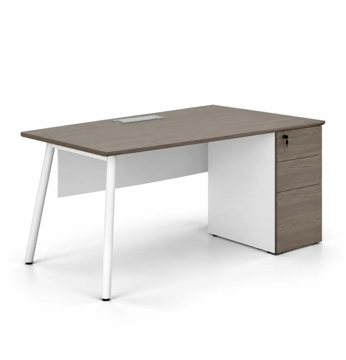 Nora Straight Desk with Fixed 3D Pedestal Consumer KANO CF42 Mocha Oak 1200 8-10 Weeks