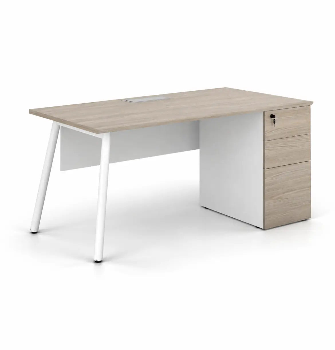 Nora Straight Desk with Fixed 3D Pedestal Consumer KANO CF41 Nash Oak 1200 8-10 Weeks