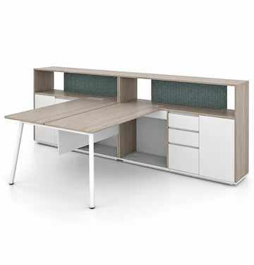Nora Executive Cluster of 2 with Casegood Storage Consumer KANO CF41 Nash Oak 1600 8-10 Weeks