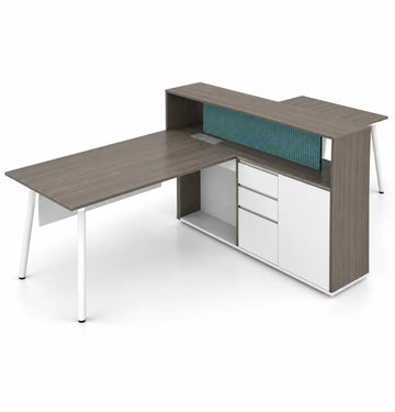 Nora Executive Linear Cluster of 2 with Casegood Storage Consumer KANO CF42 Mocha Oak 1400 8-10 Weeks