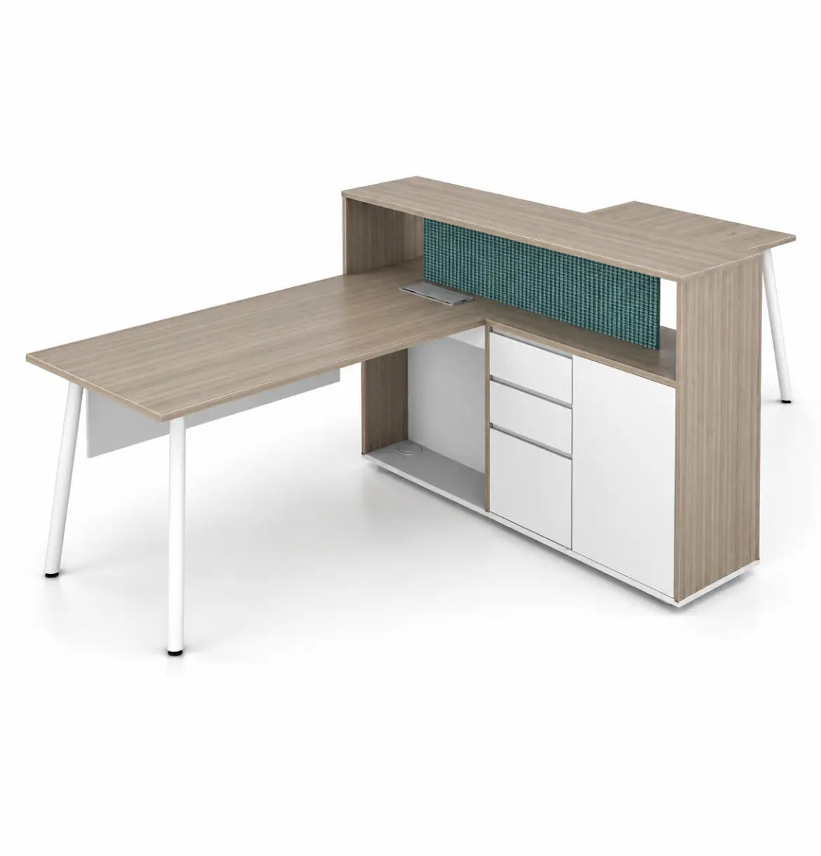Nora Executive Linear Cluster of 2 with Casegood Storage Consumer KANO CF41 Nash Oak 1400 8-10 Weeks