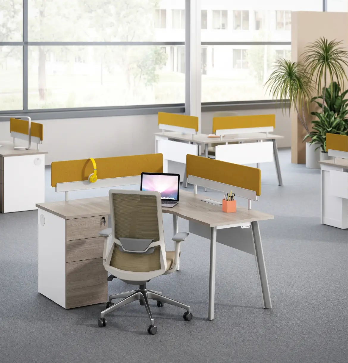 Nora L-Shaped Desk with Pedestal Consumer KANO