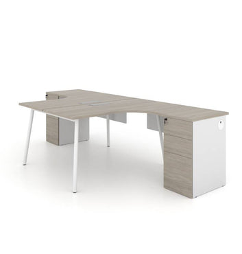 Nora Cluster of 2 L-Shaped Desk with Fixed Pedestal