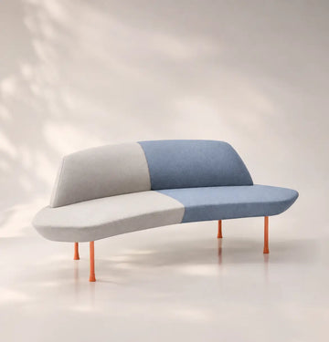 Rhine Curved 3-Seater Sofa Consumer KANO Blue Fabric 8-10 Weeks