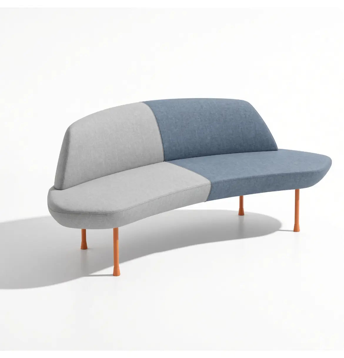 Rhine Curved 3-Seater Sofa Consumer KANO Blue Fabric 8-10 Weeks