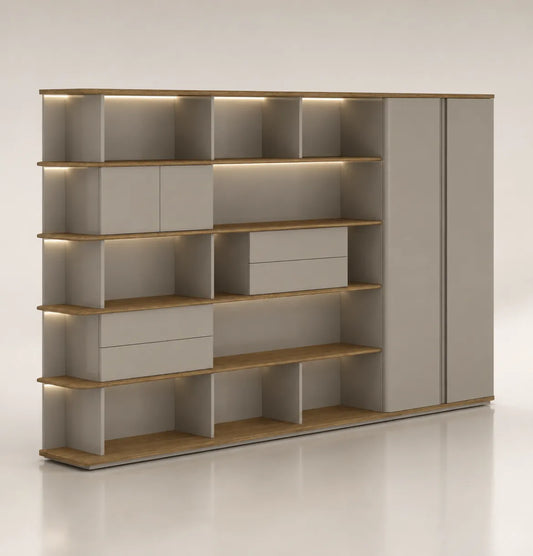 Ring Executive Wall Storage Consumer KANO W3320 x D450 x H2035mm CY19 Mocha Teakwood 2-5 Working Days