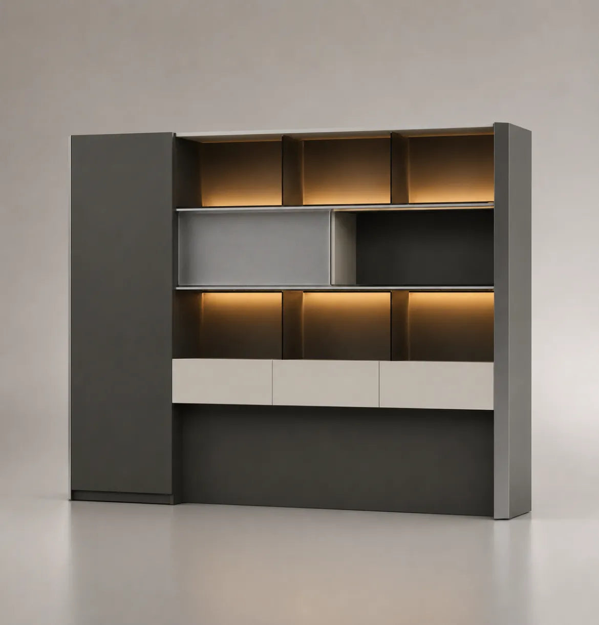 Rising Executive Wall Cabinet MFC Consumer KANO W2400 x D400 x H1970mm Grey 8-10 Weeks