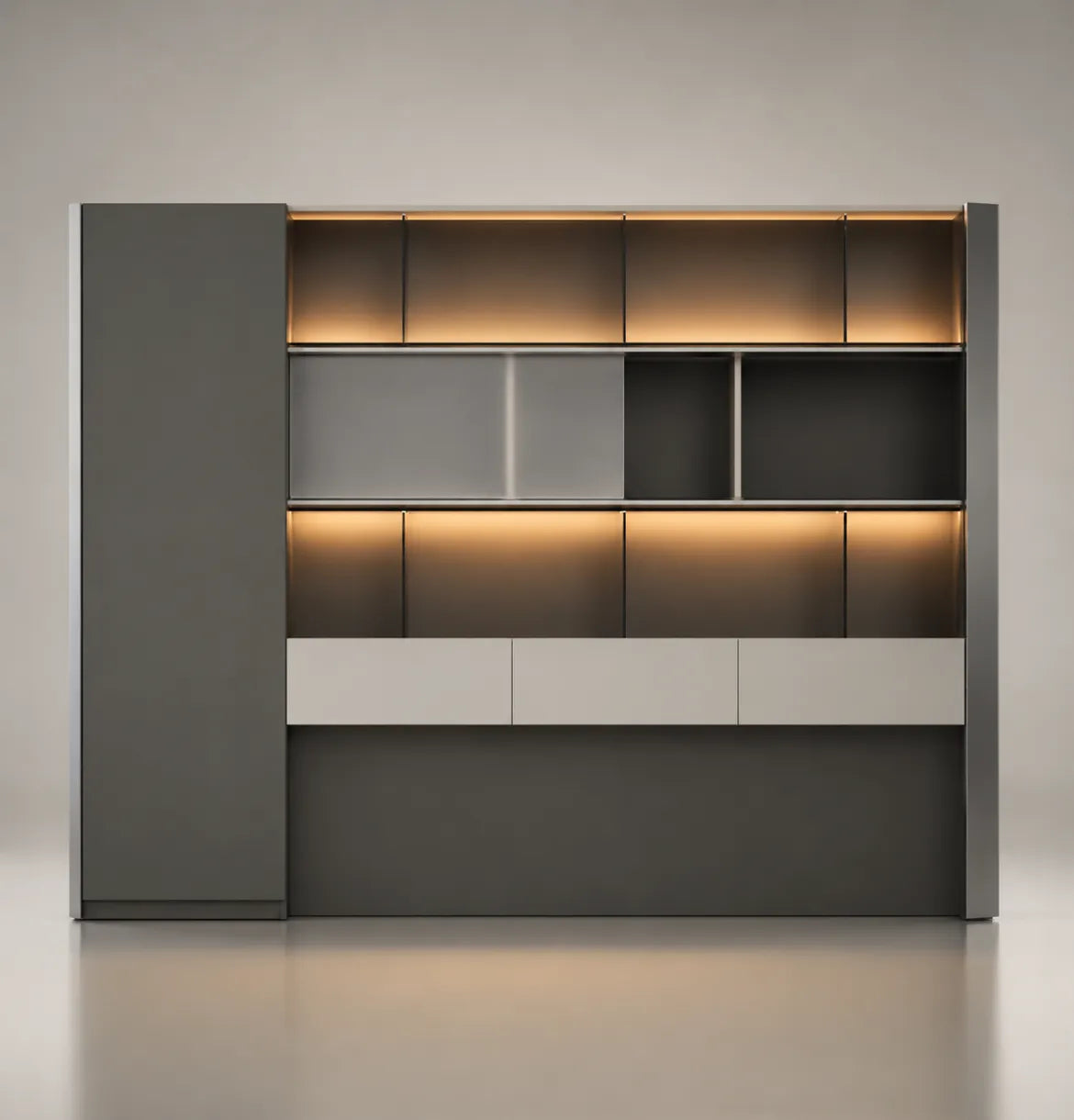 Rising Executive Wall Cabinet MFC Consumer KANO W2700 x D400 x H1970mm Grey 8-10 Weeks