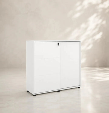 Universal 3-Level Sliding Door Cabinet (White Body) Consumer KANO