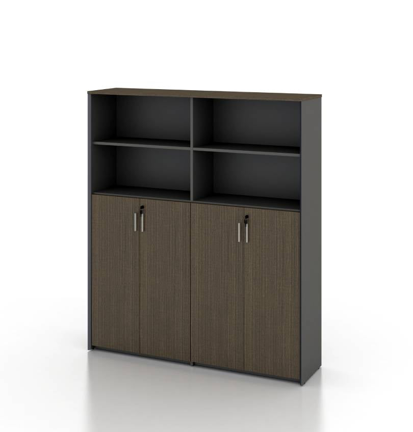 Universal 5-Level Dual Cabinet in Veneer Consumer KANO CY19 Mocha Teakwood Upper Shelves are Open 8-10 Weeks