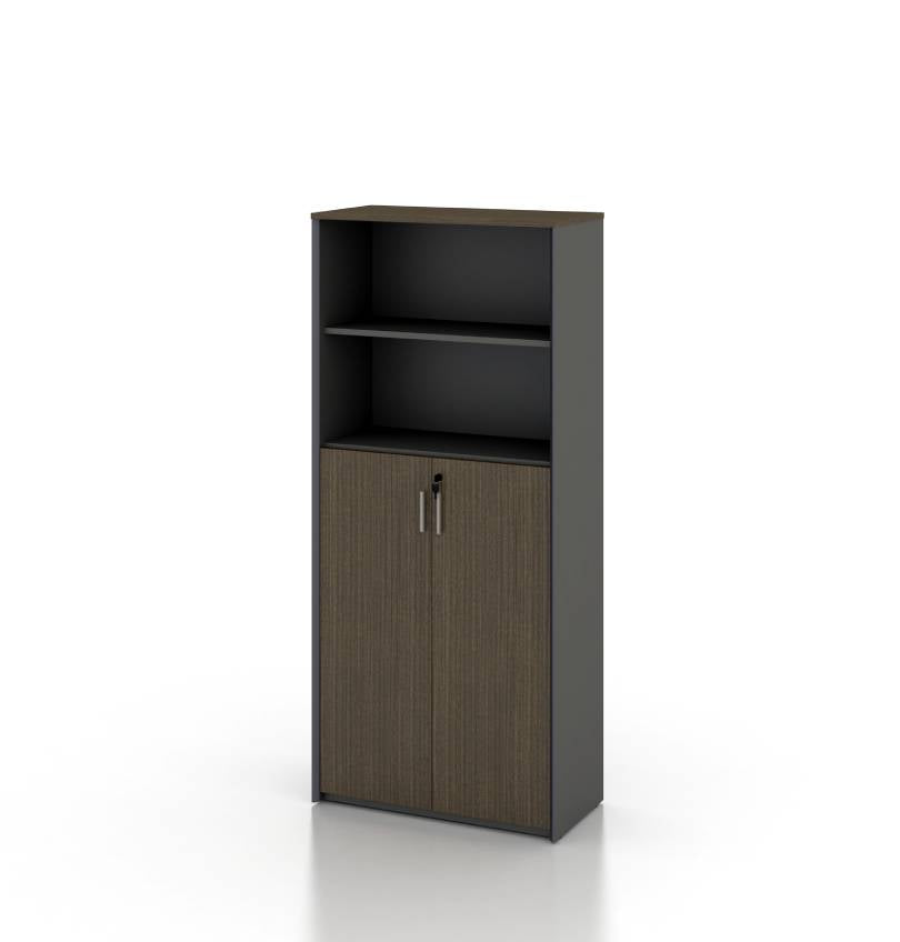Universal 5-Level Cabinet in Veneer Consumer KANO CY19 Mocha Teakwood Upper Shelves are Open 8-10 Weeks