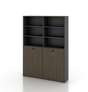 Universal 6-Level Dual Cabinet in Veneer Consumer KANO CY19 Mocha Teakwood Upper Shelves are Open 8-10 Weeks
