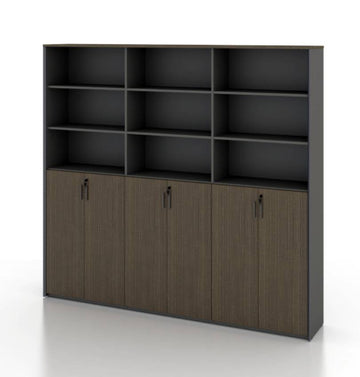 Universal 6-Level Triple Cabinet in Veneer Consumer KANO CY20 Alpine Walnut Upper Shelves are Open 8-10 Weeks