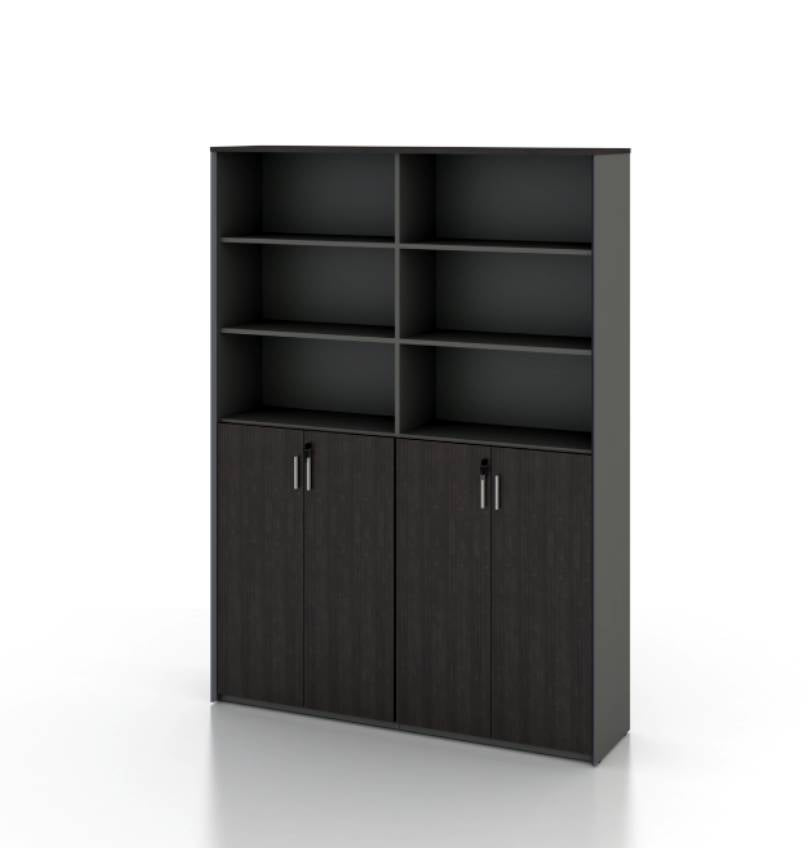 Universal 6-Level Dual Cabinet in Veneer Consumer KANO CY20 Alpine Walnut Upper Shelves are Open 8-10 Weeks