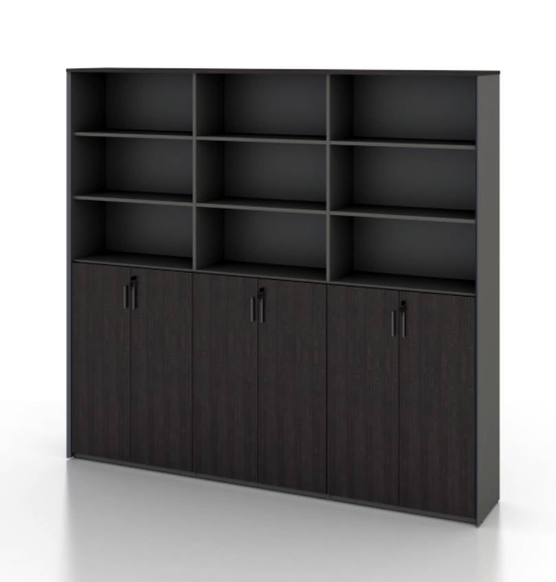 Universal 6-Level Triple Cabinet in Veneer Consumer KANO CY19 Mocha Teakwood Upper Shelves are Open 8-10 Weeks