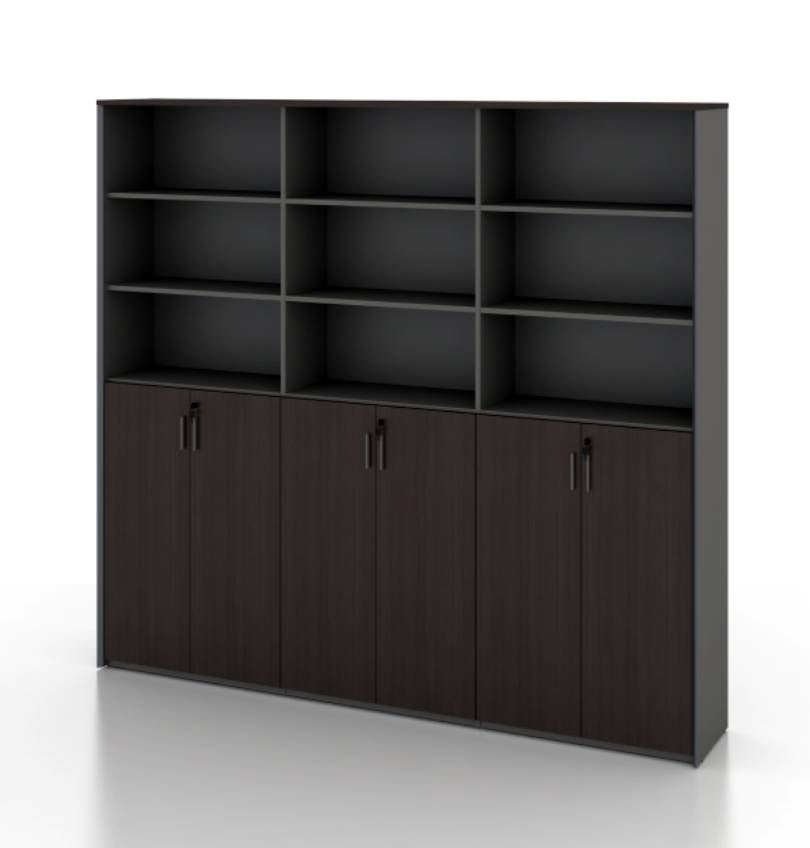 Universal 6-Level Triple Cabinet in Veneer Consumer KANO CY07 American Walnut Upper Shelves are Open 8-10 Weeks