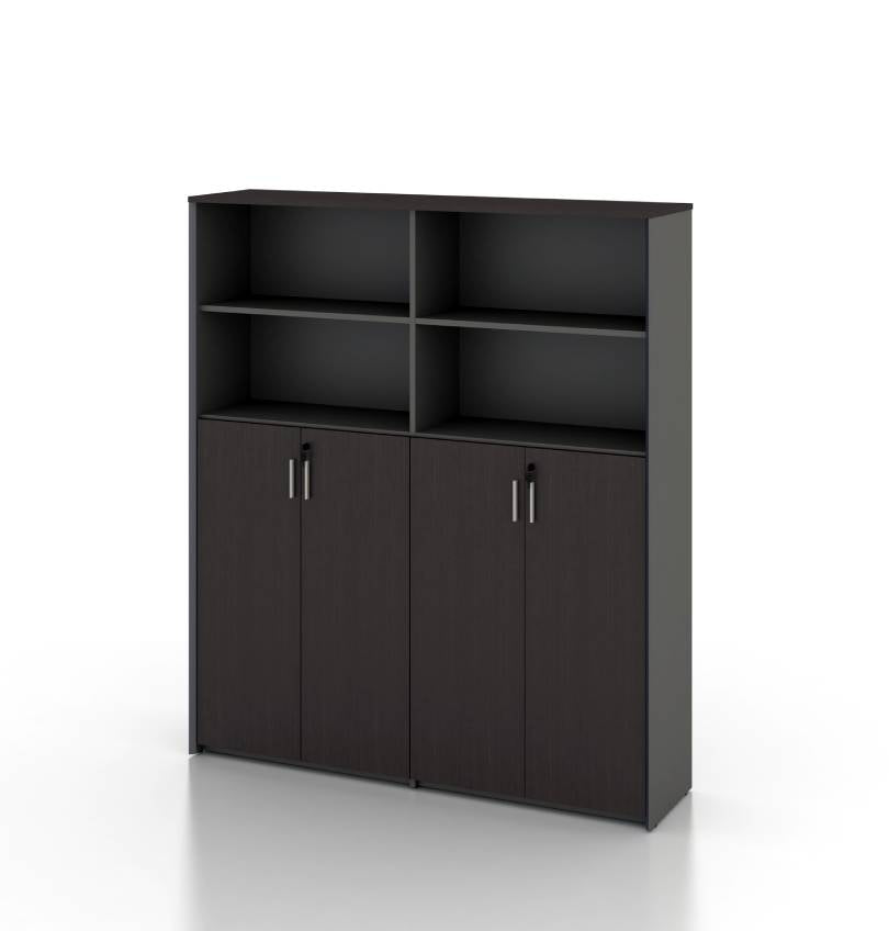 Universal 5-Level Dual Cabinet in Veneer Consumer KANO CY08 Dark Chocolate Walnut Upper Shelves are Open 8-10 Weeks