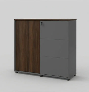 Universal Dark 3-Level Sliding Door Cabinet Consumer KANO