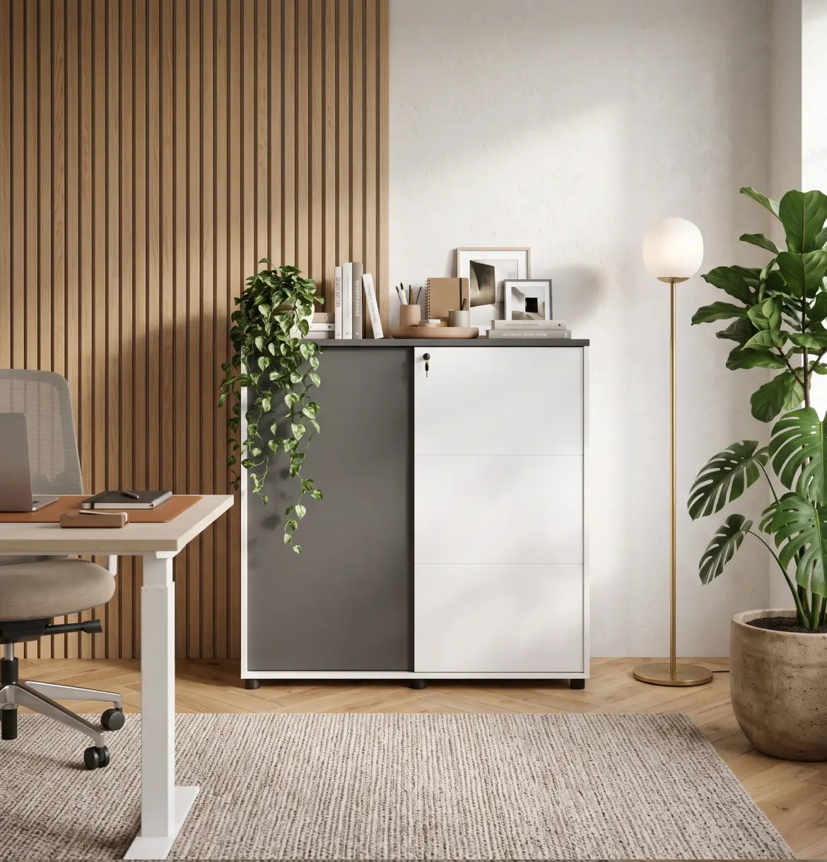 Universal Light 3-Level Sliding Door Cabinet Consumer KANO