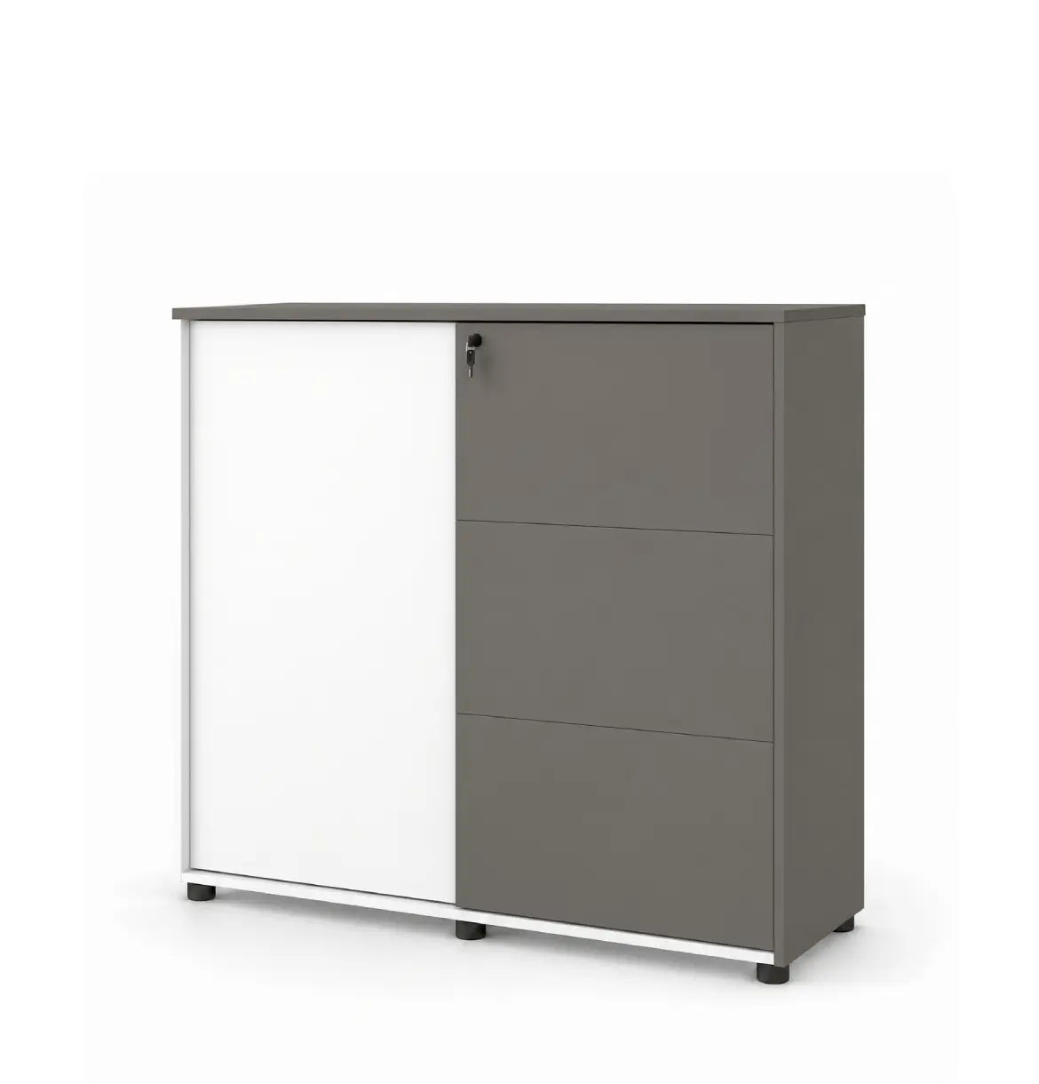 Universal Dark 3-Level Sliding Door Cabinet Consumer KANO White One Side Sliding 8-10 Weeks