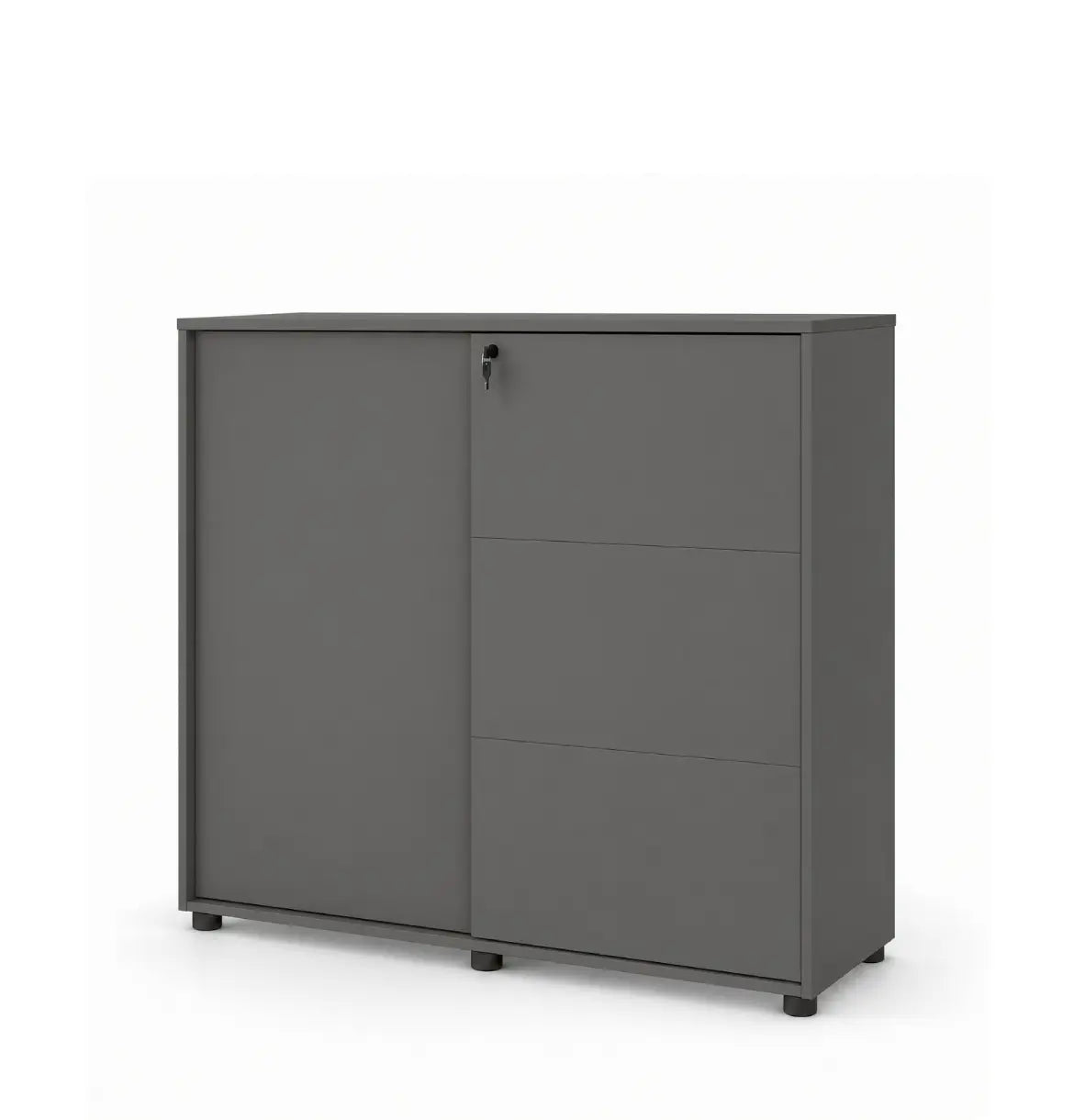 Universal Dark 3-Level Sliding Door Cabinet Consumer KANO Grey One Side Sliding 8-10 Weeks