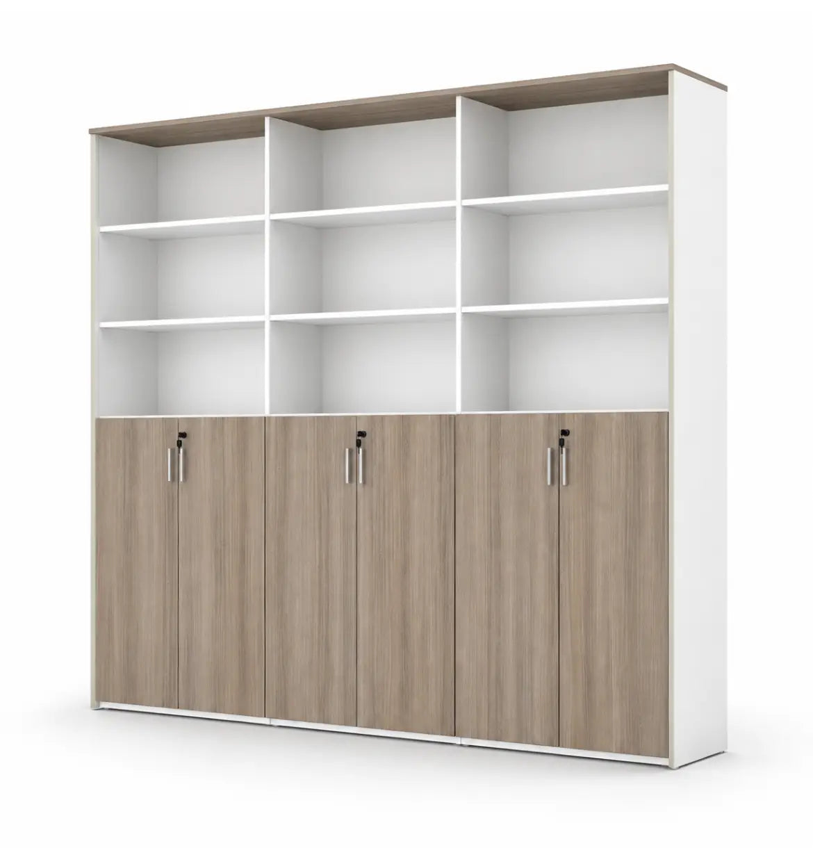 Universal Light 6-Level Triple Cabinet Consumer KANO CF09 Log Walnut Upper Shelves are Open 8-10 Weeks