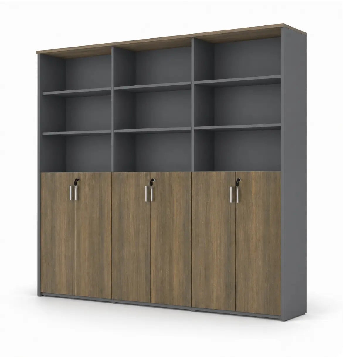 Universal Dark 6-Level Triple Cabinet Consumer KANO CF12 Coffee Walnut Upper Shelves are Open 8-10 Weeks