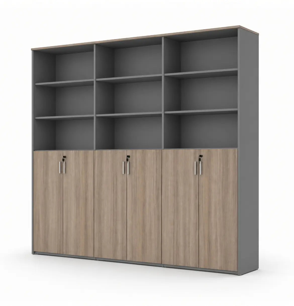Universal Dark 6-Level Triple Cabinet Consumer KANO CF09 Log Walnut Upper Shelves are Open 8-10 Weeks
