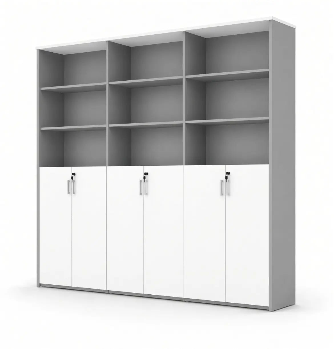 Universal Dark 6-Level Triple Cabinet Consumer KANO White Upper Shelves are Open 8-10 Weeks