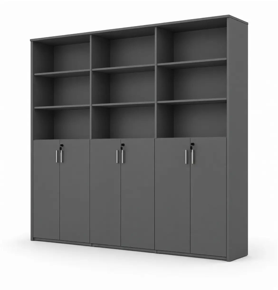 Universal Dark 6-Level Triple Cabinet Consumer KANO Grey Upper Shelves are Open 8-10 Weeks