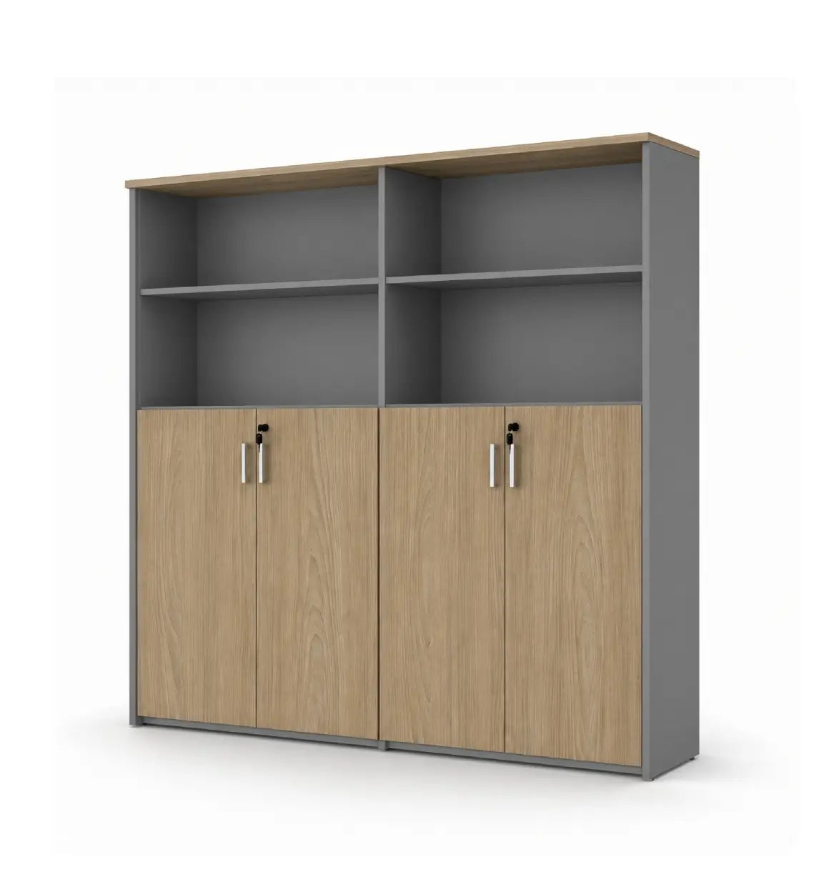 Universal Dark 5-Level Dual Cabinet Consumer KANO CF41 Nash Oak Upper Shelves are Open 8-10 Weeks