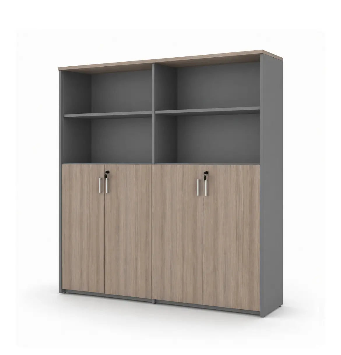 Universal Dark 5-Level Dual Cabinet Consumer KANO CF09 Log Walnut Upper Shelves are Open 8-10 Weeks