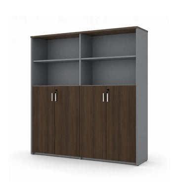 Universal Dark 5-Level Dual Cabinet Consumer KANO Hairline Walnut Upper Shelves are Open 8-10 Weeks