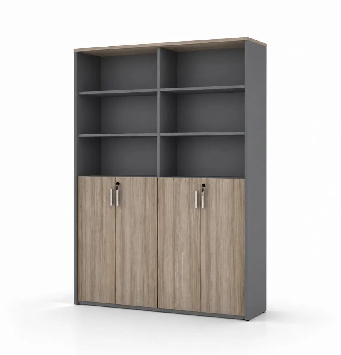 Universal Dark 6-Level Dual Cabinet Consumer KANO CF09 Log Walnut Upper Shelves are Open 8-10 Weeks