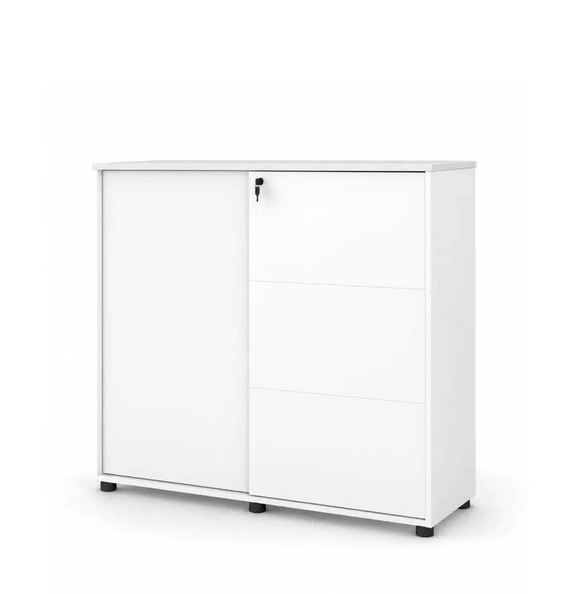 Universal Light 3-Level Sliding Door Cabinet Consumer KANO White One Side Sliding 2-5 Working Days