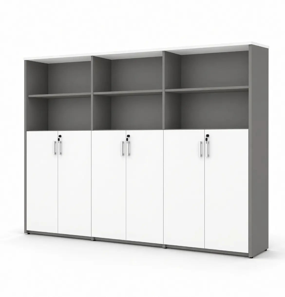 Universal Dark 5-Level Triple Cabinet Consumer KANO White Upper Shelves are Open 8-10 Weeks
