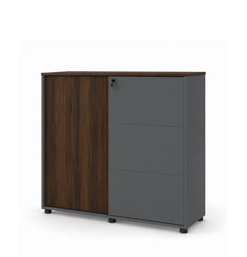 Universal Dark 3-Level Sliding Door Cabinet Consumer KANO Hairline Walnut One Side Sliding 8-10 Weeks