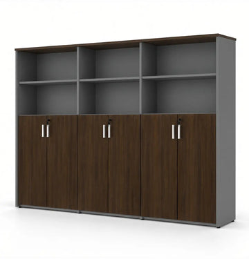 Universal Dark 5-Level Triple Cabinet Consumer KANO Hairline Walnut Upper Shelves are Open 8-10 Weeks