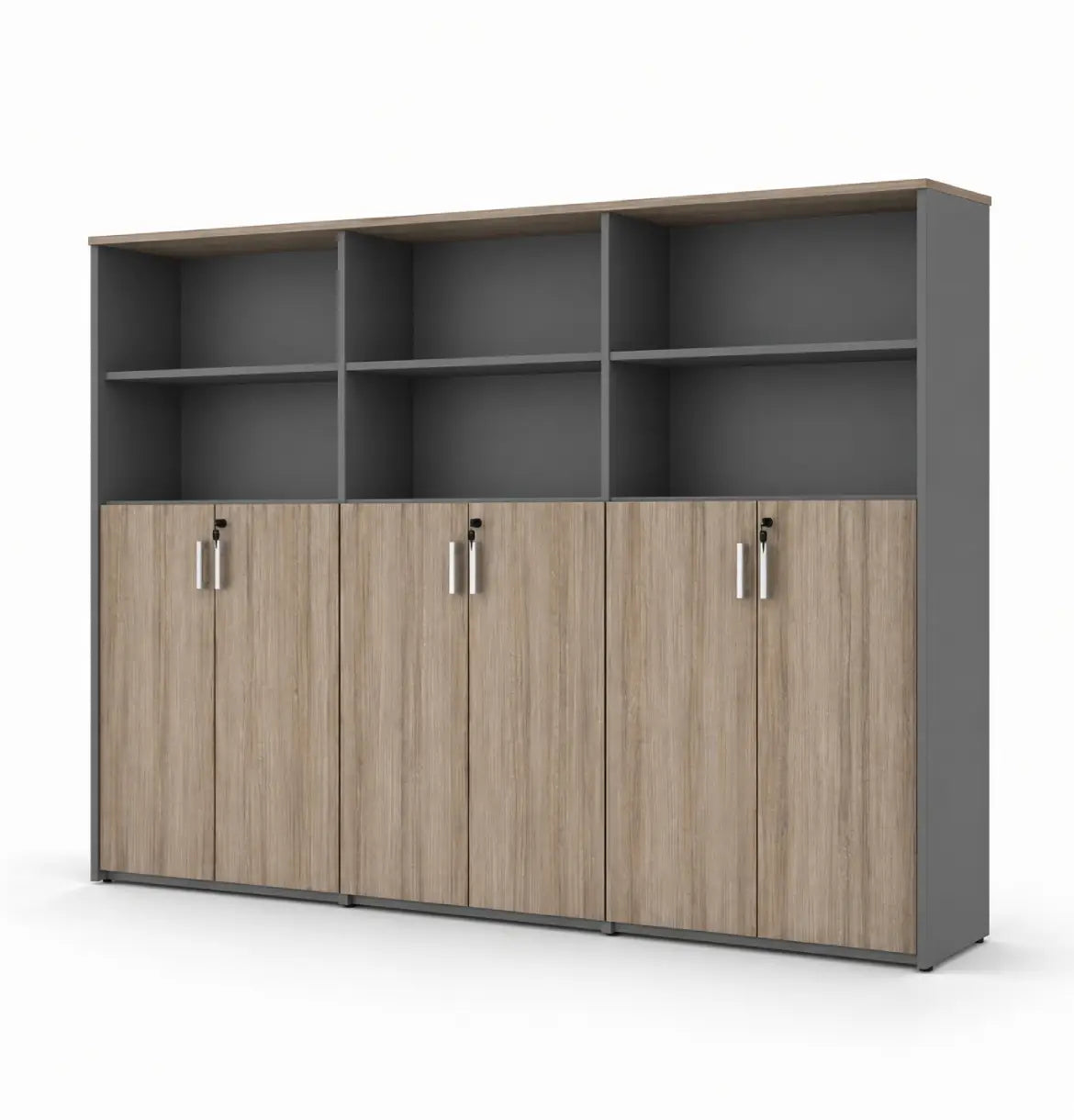 Universal Dark 5-Level Triple Cabinet Consumer KANO CF09 Log Walnut Upper Shelves are Open 8-10 Weeks